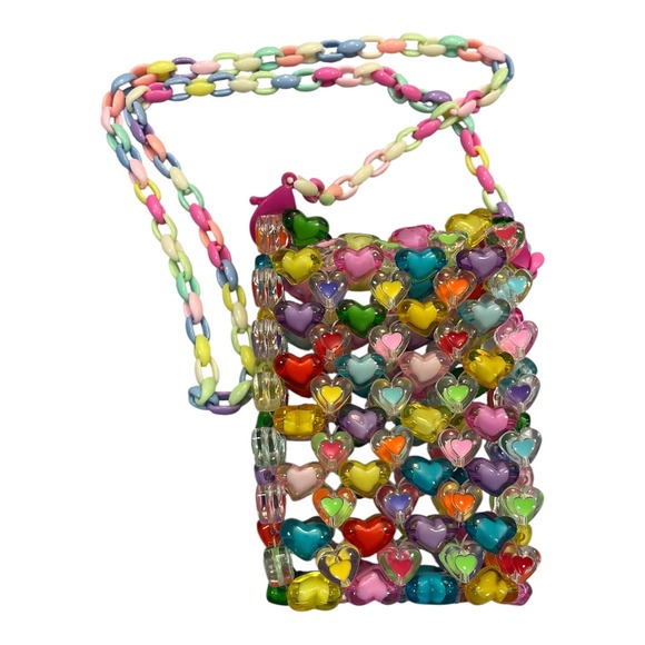 YEZILUU Handbags - YEZILUU Y2K Kawaii Multi Color Beaded Heart Crossbody Bag Kidcore Harajuku Purse